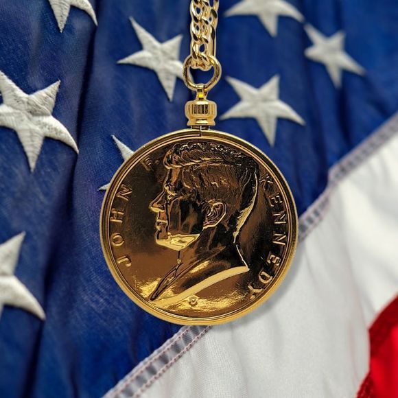 Vintage JFK Framed Gold Plated Bronze Commemorative1961 Innagural Coin - Picture 6 of 8